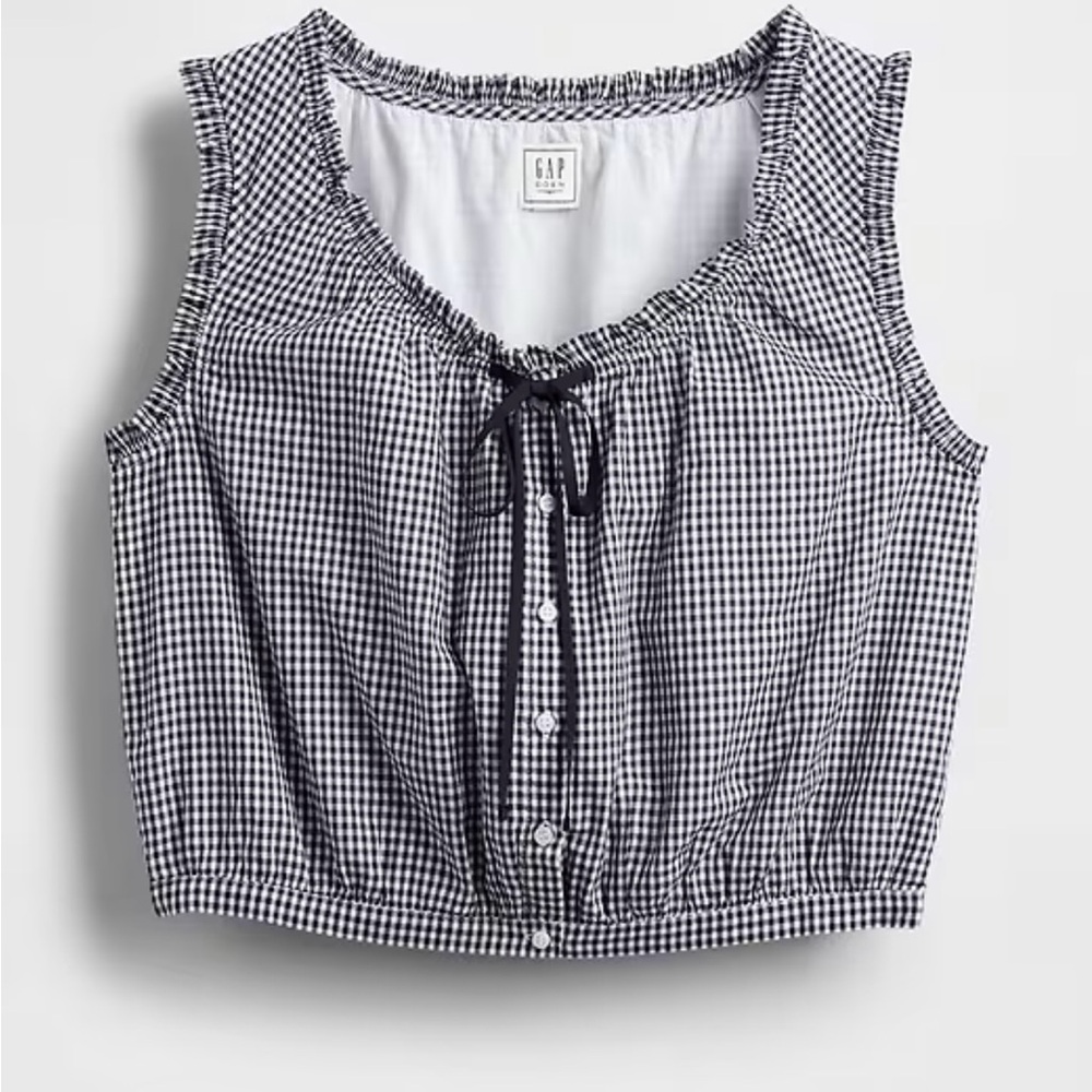 GAP x DOEN Black and White Gingham Crop Top